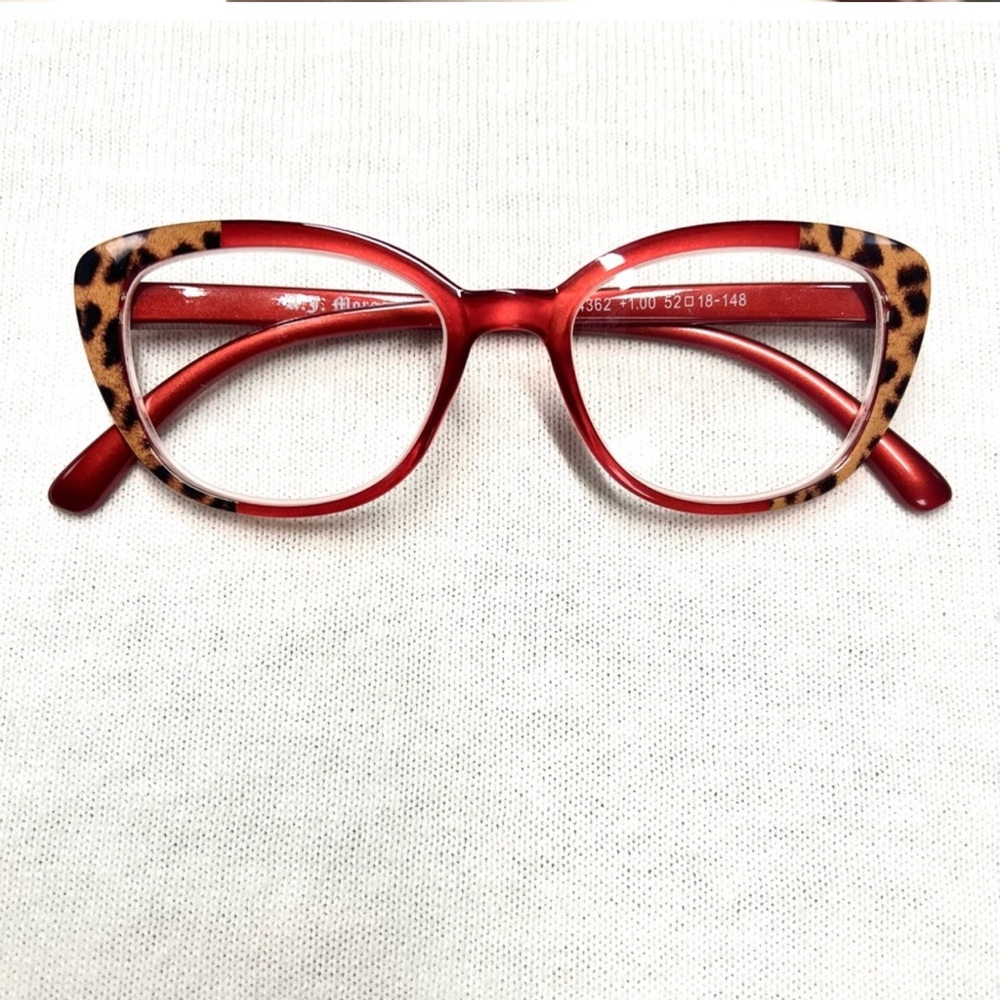 Leopard Print Red Women's +1.00 Reader Glasses